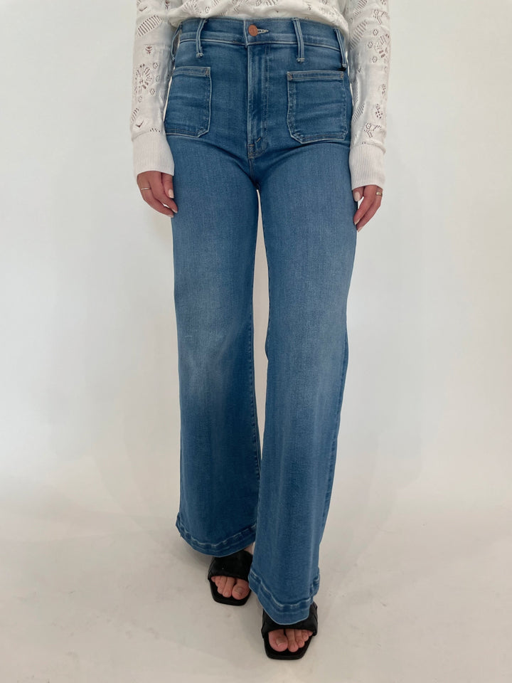 Mother The Lil Hustler Roller Patch Pocket Sneak Jeans in Piece By Piece available at Barbara Katz