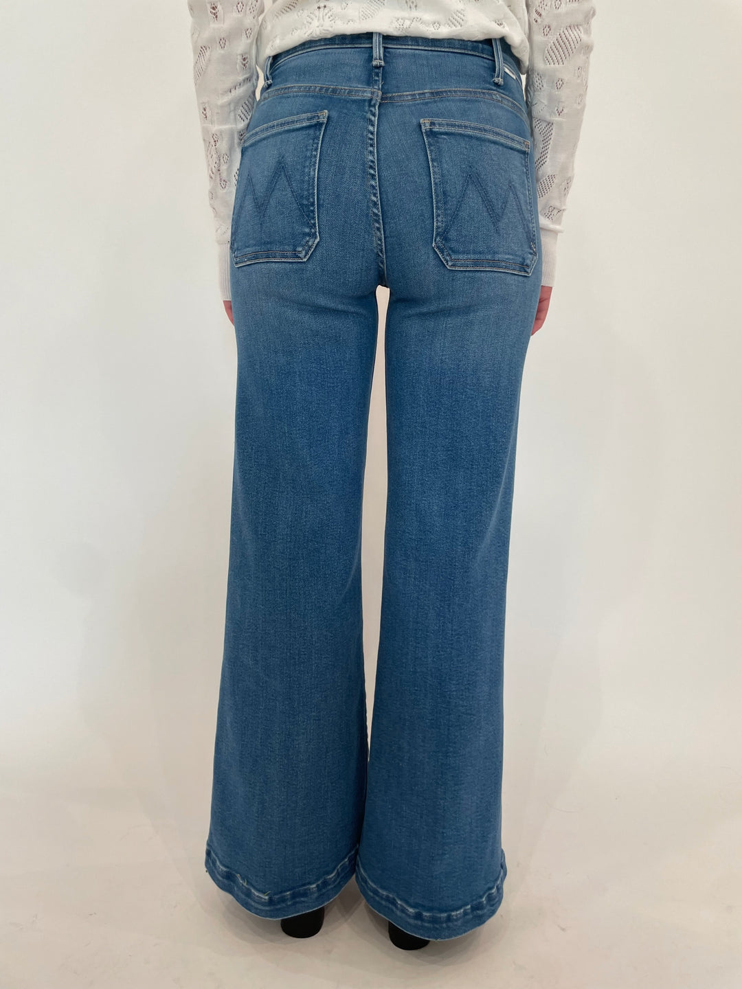 Mother Denim The Lil Hustler Roller Patch Pocket Sneak Jeans in Piece By Piece available at Barbara Katz