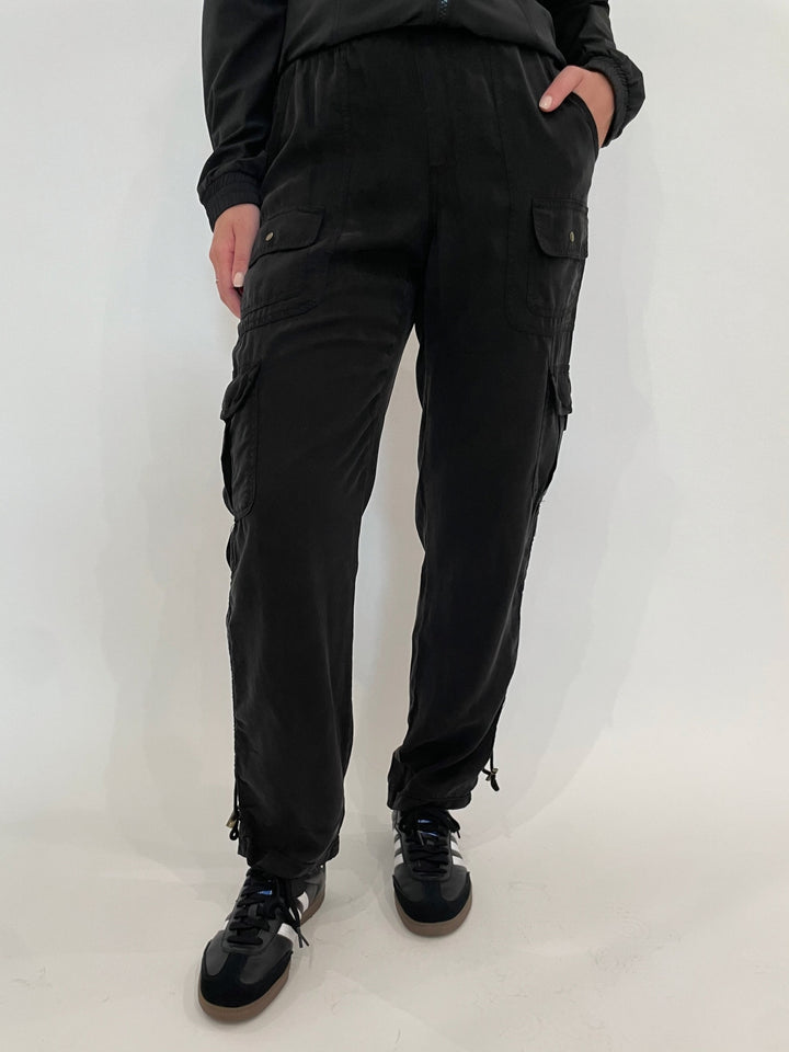 XCVI Sunny Pull-On Cargo Pants in Black available at Barbara Katz