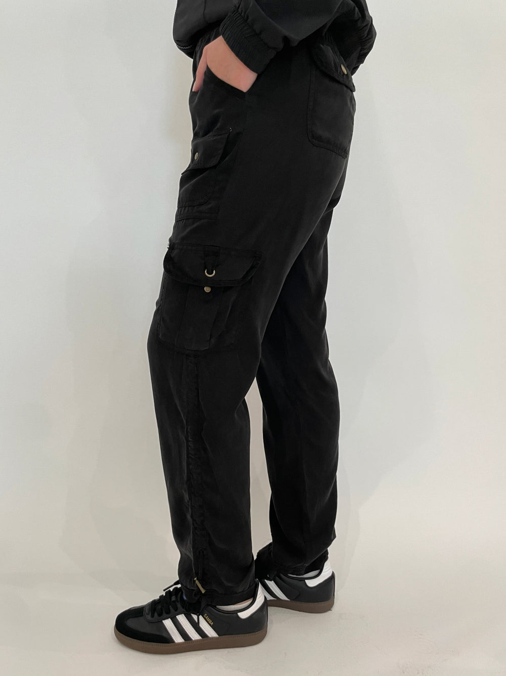 XCVI Sunny Cargo Pants in Black available at Barbara Katz