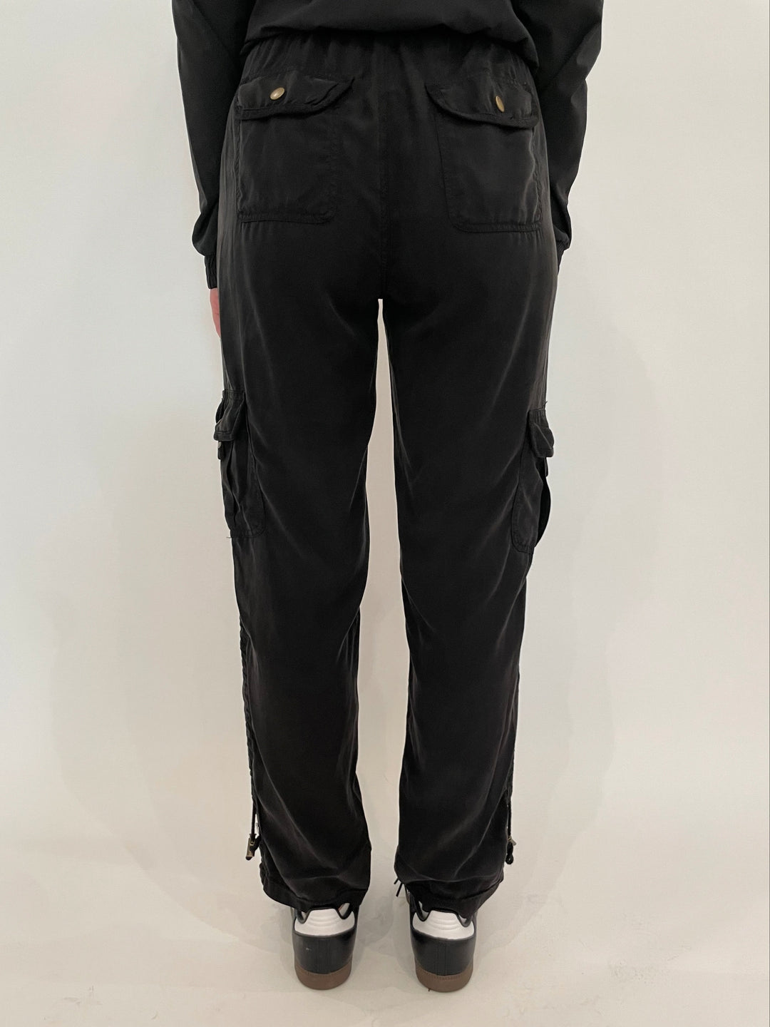 XCVI Sunny Full-Length Cargo Pants in Black available at Barbara Katz