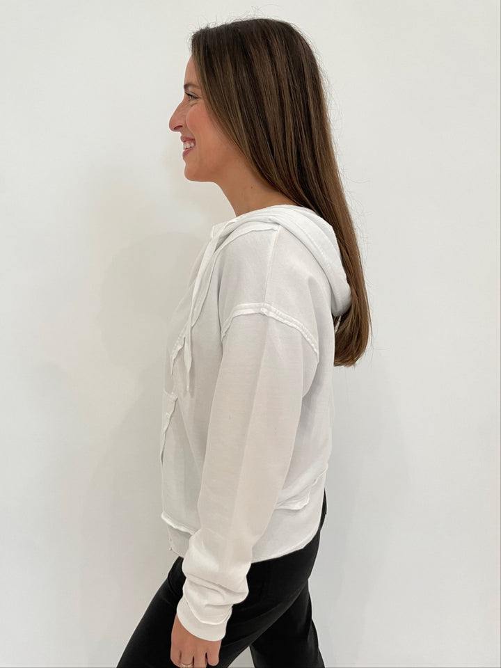 Wearables Ruby Long Sleeve Hoodie in White available at Barbara Katz