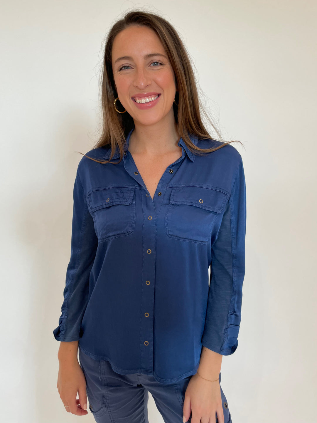 XCVI Silvia Snap-Up Shirt in Stellar available at Barbara Katz