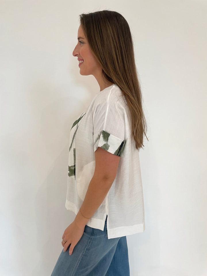 Terra Nella Short Sleeve Boxy Tee With Side Pocket in White available at Barbara Katz