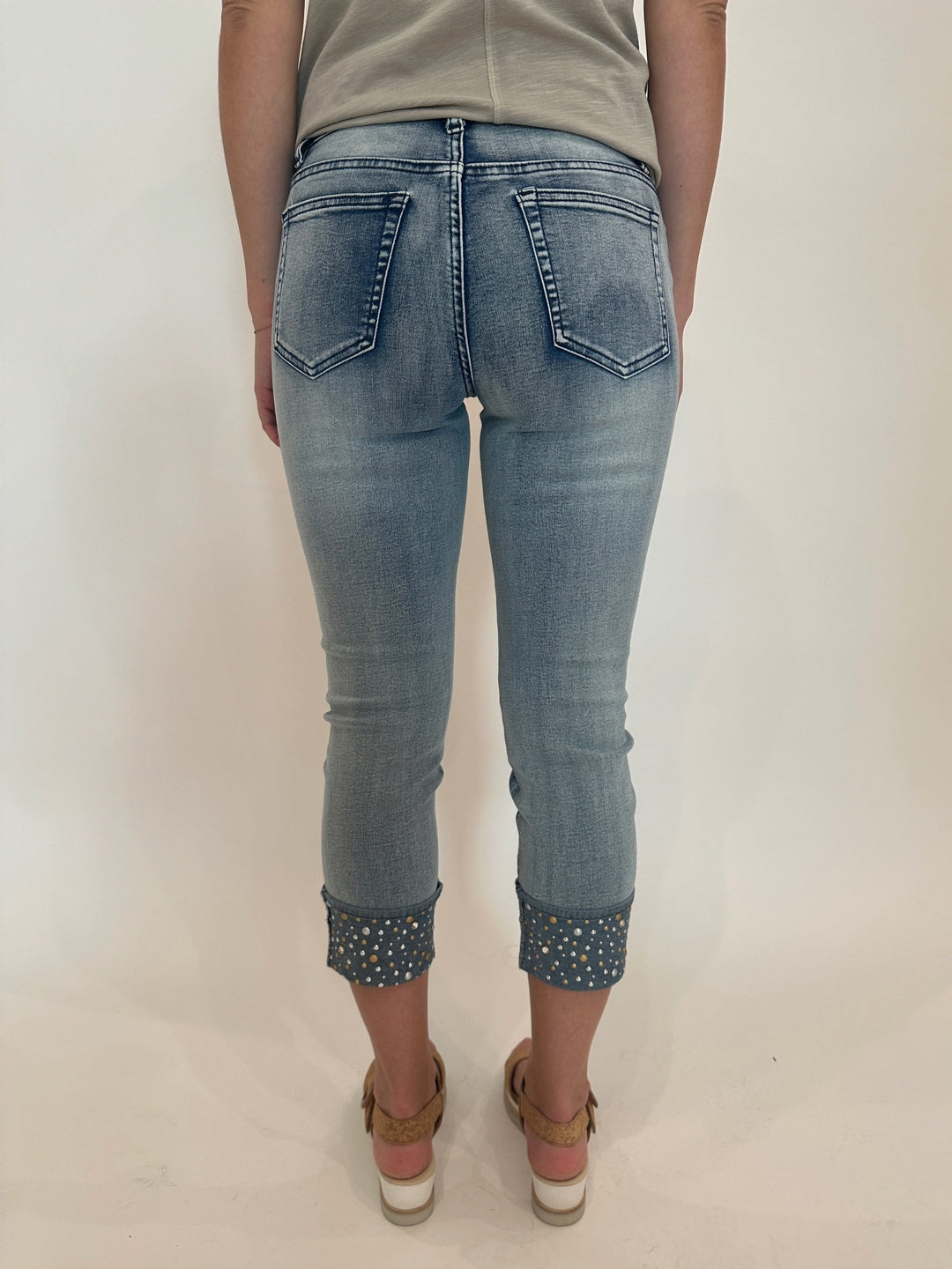 BK Yona Beaded Cropped Jeans available at Barbara Katz