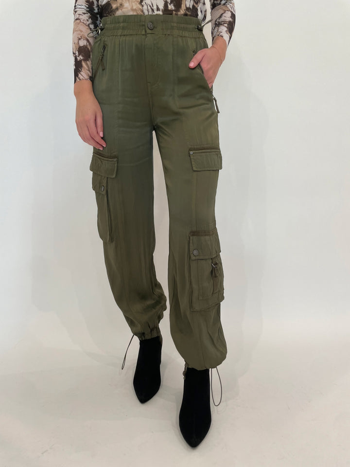 Marrakech Pine Enika Silky Cargo Pants available at Barbara Katz