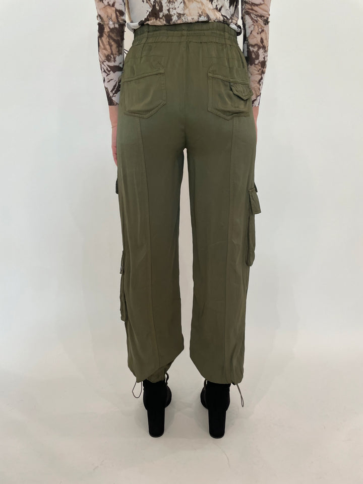 Marrakech Enika Silky Cargo Pants in Pine available at Barbara Katz