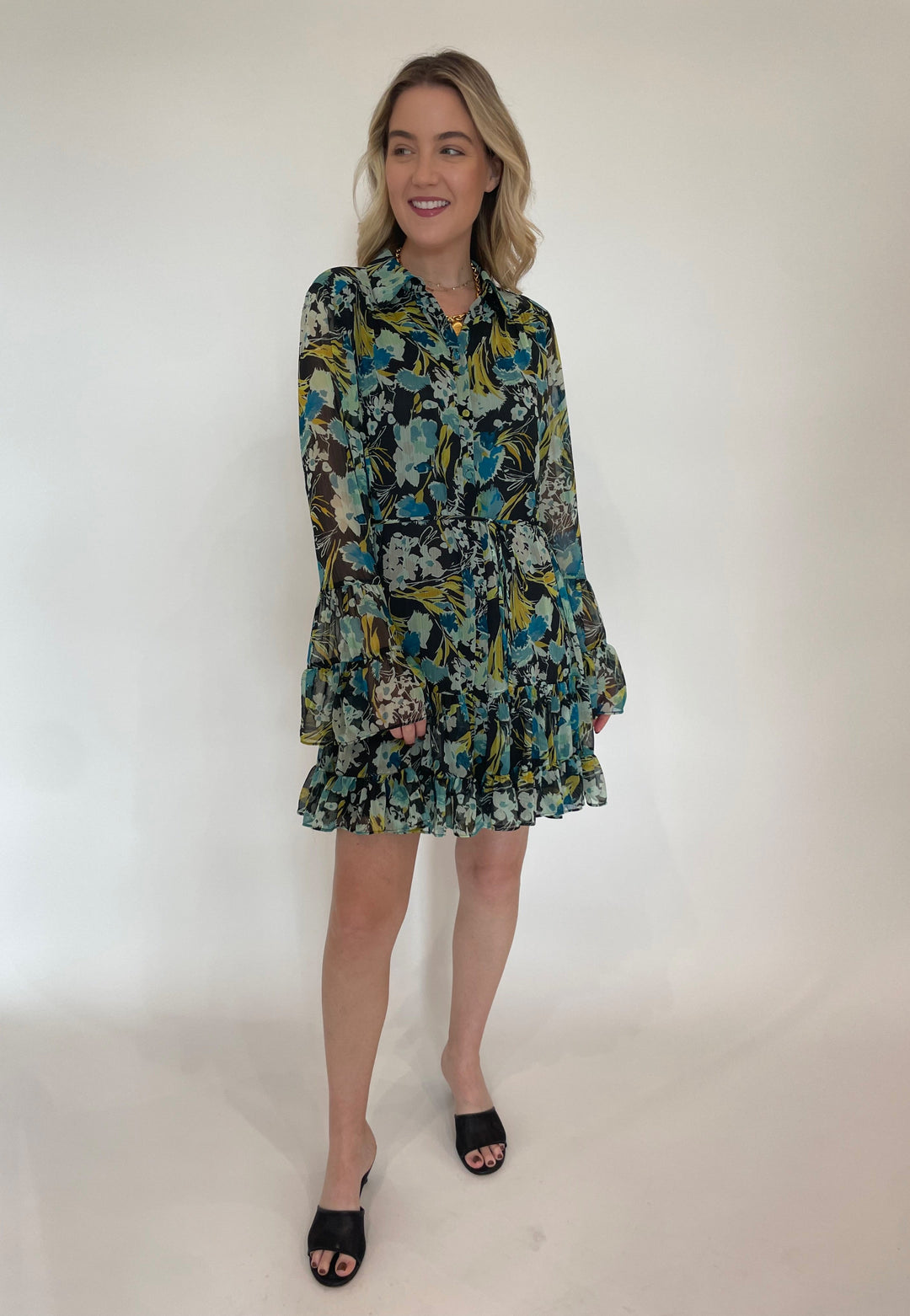 Cinq a Sept Lyra Tossed Floral Dress in Obsidian Multi available at Barbara Katz