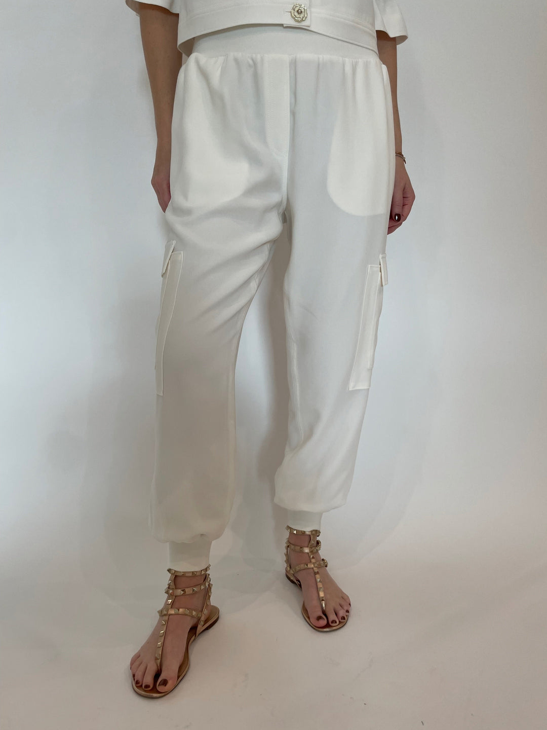 Cinq a Sept Crepe Giles Pants in Ivory available at Barbara Katz