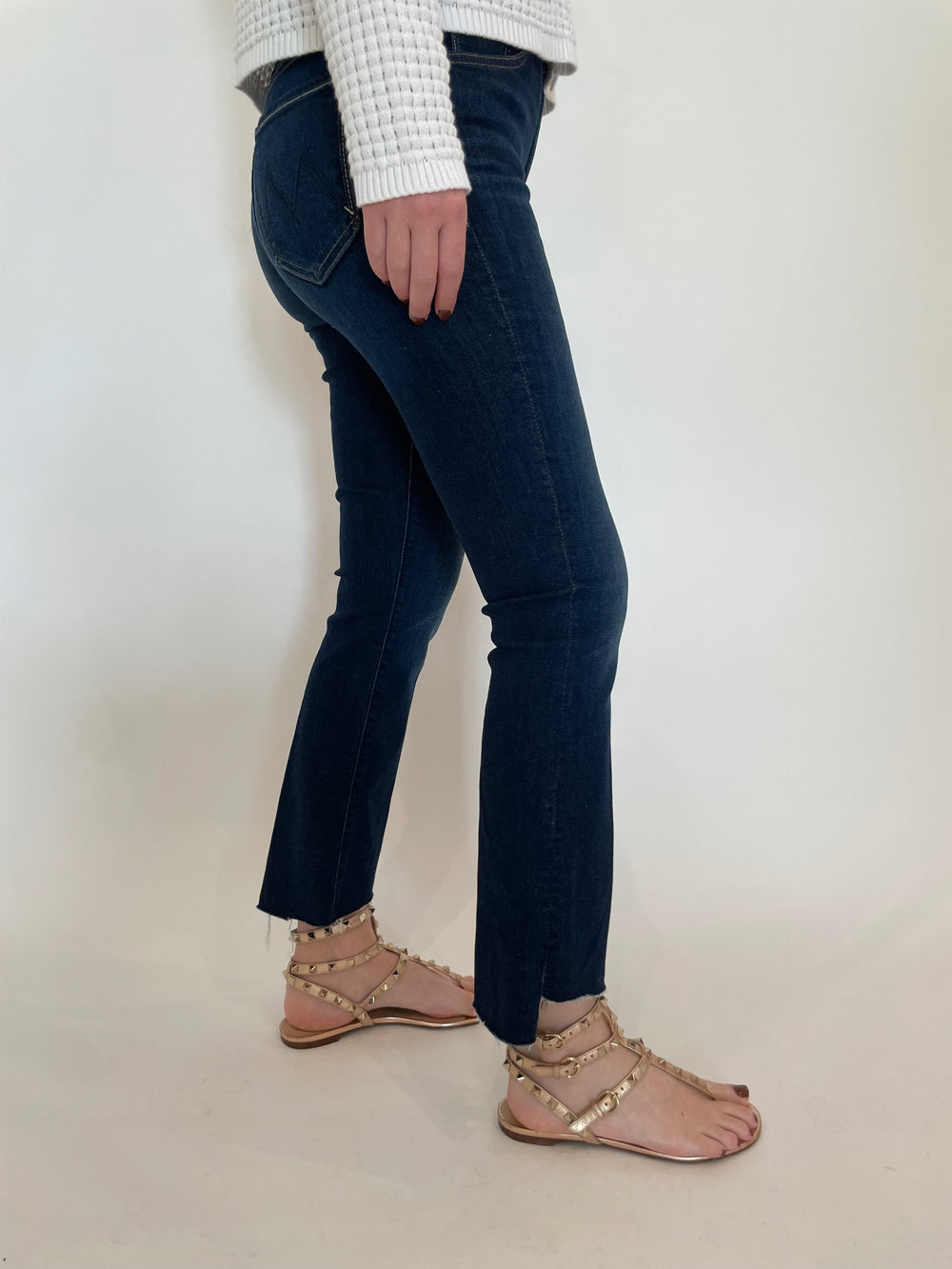 Mother The Insider Crop Step Fray Jeans in Off Limits vailable at Barbara Katz