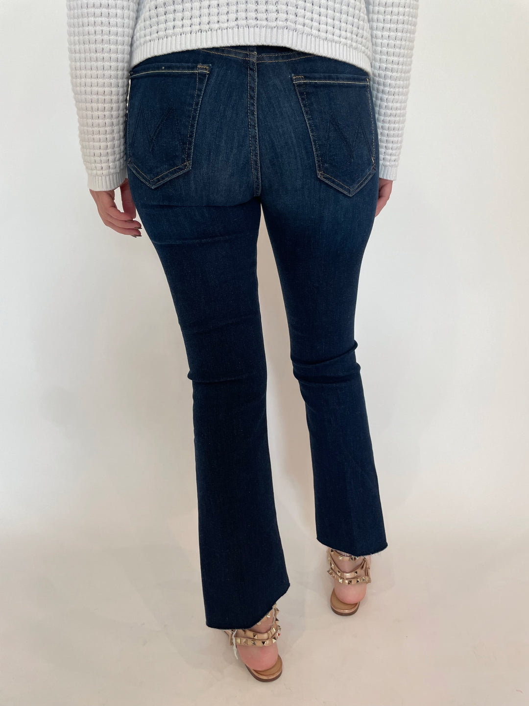 Mother The Insider Crop Step Fray Jeans in Off Limits vailable at Barbara Katz