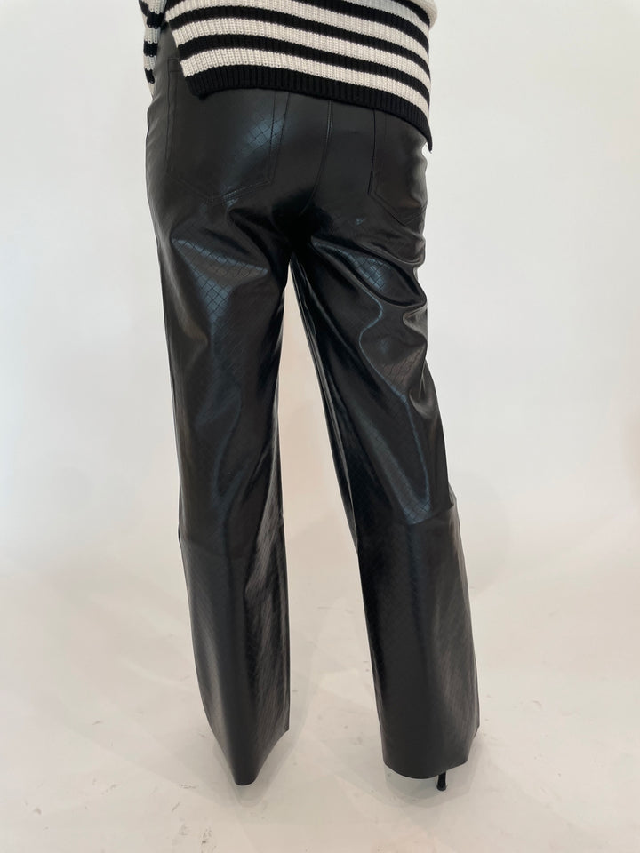 Lysse Amara Straight Flare Vegan Leather Pants in Black Wicker available at Barbara Katz