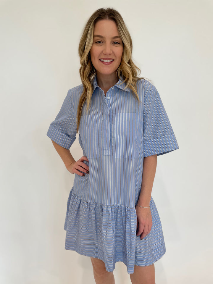 Simkhai Cris Shirt Dress in Harbor Blue Stripe available at Barbara Katz