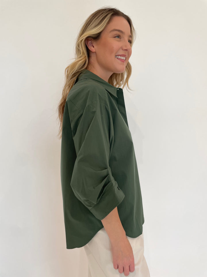 Simkhai Gemma Three-Quarter Sleeve Shirt in Botanical available at Barbara Katz