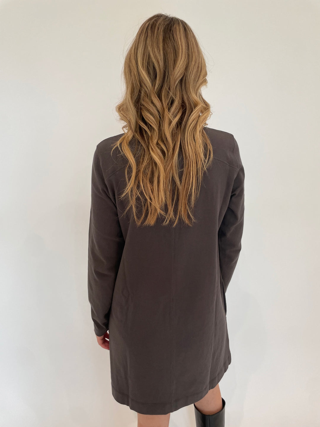 Lilla P. Front Seam Crew Dress in Iron available at Barbara Katz