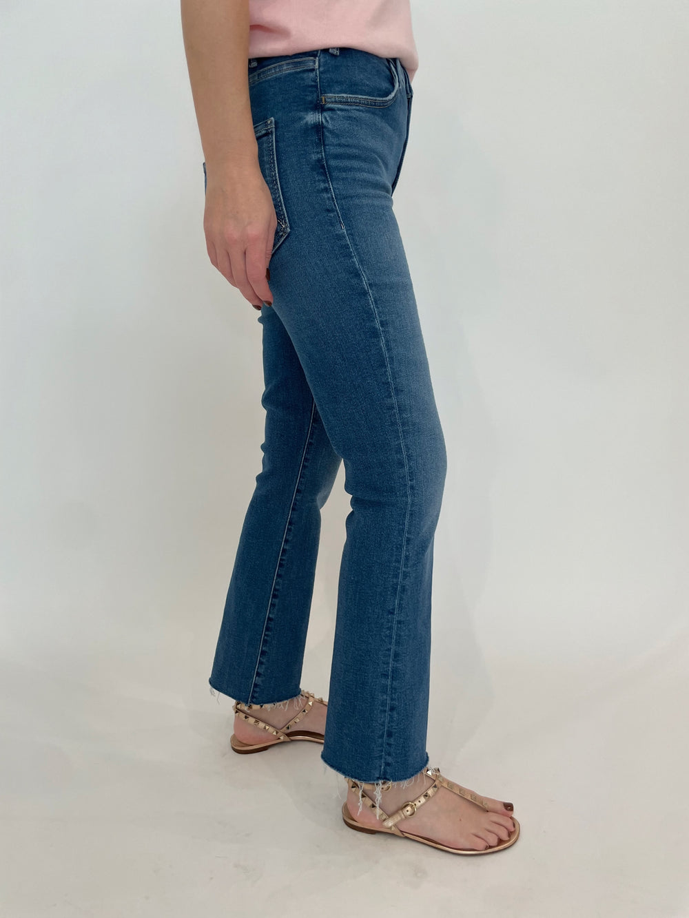 Mother The Hustler Ankle Fray Jeans in Grasping At Straws available at Barbara Katz