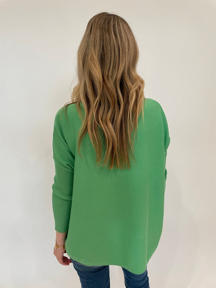 BK Sabrina Boxy Sweater in Island Green available at Barbara Katz