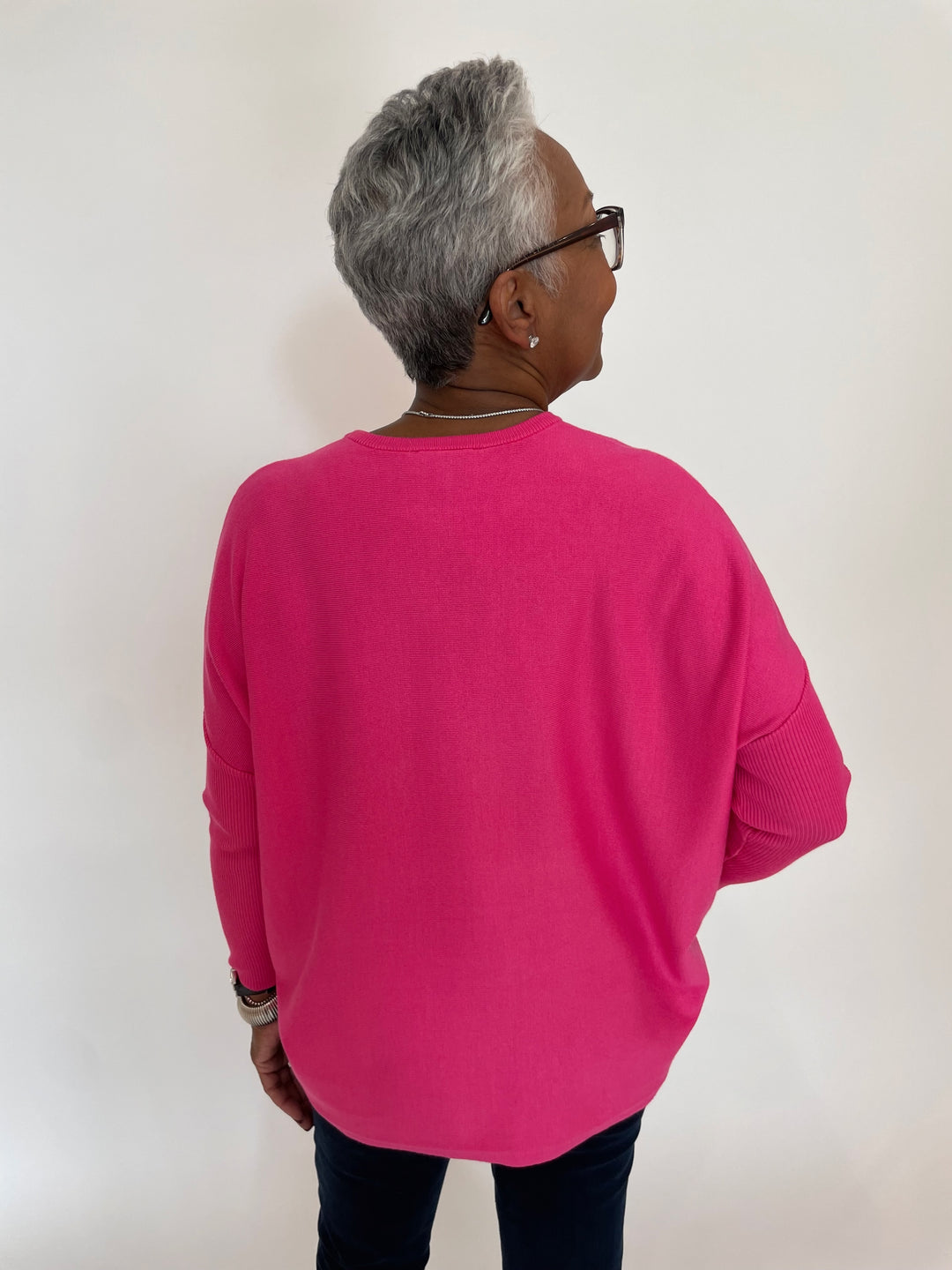 BK Sabrina Boxy Sweater in Pink Palm available at Barbara Katz