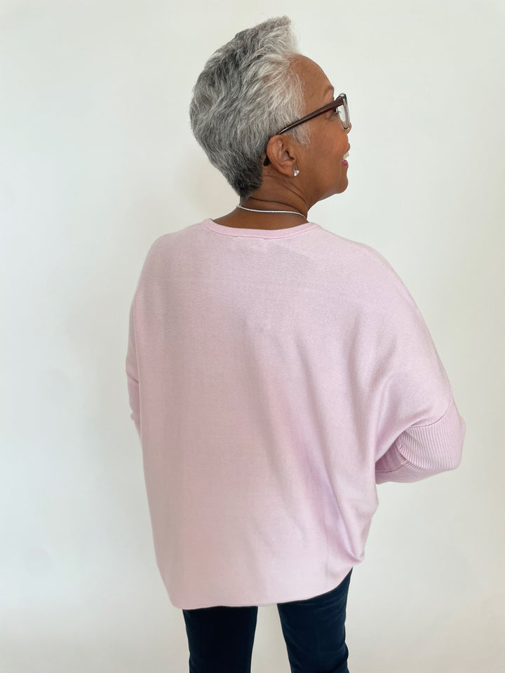 BK Sabrina Boxy Sweater in Pale Pink available at Barbara Katz