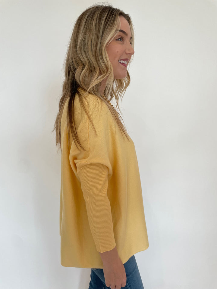 BK Sabrina Boxy Sweater in Pale Yellow available at Barbara Katz