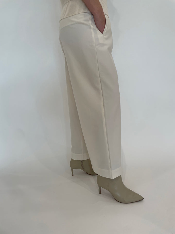 Lilla P. Wide Leg Pull-On Pants in Winter White available at Barbara Katz