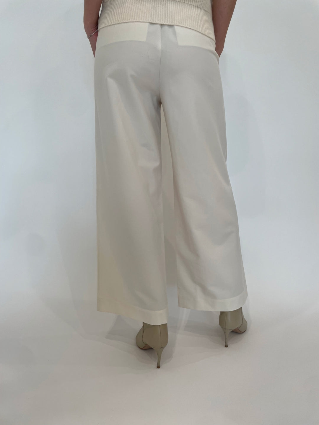 Lilla P. Wide Leg Pull-On Pants in Winter White available at Barbara Katz