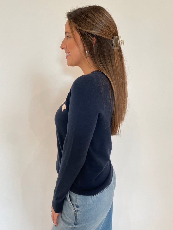 J Society Marsha Love Long Sleeve Sweatshirt in Navy available at Barbara Katz