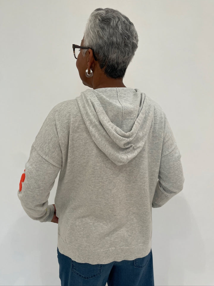 J Society Valerie Daisy Hoodie Sweater in Silver available at Barbara Katz