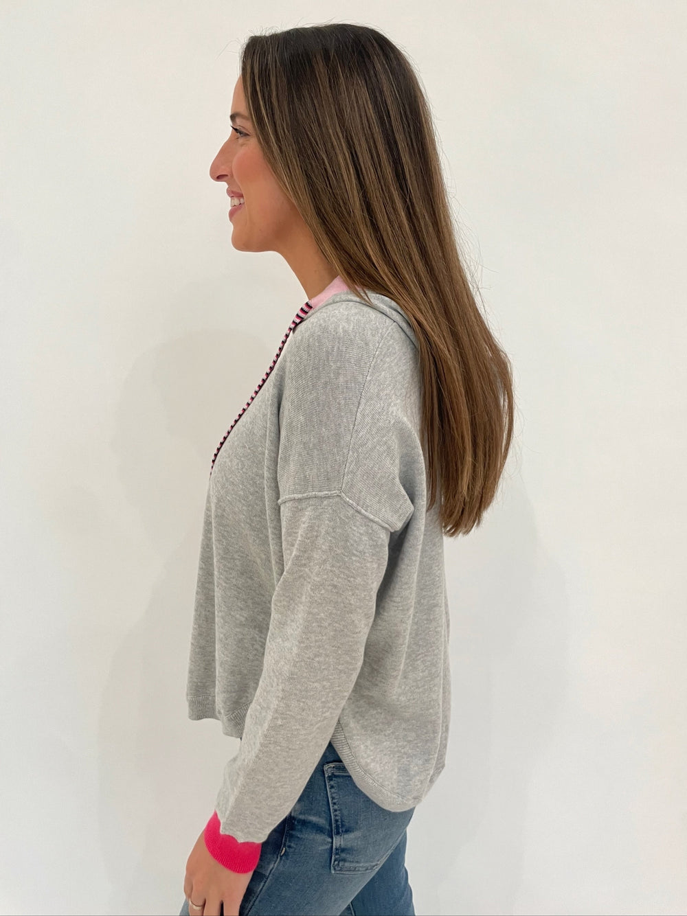 Zaket & Plover Carol Fun Long Sleeve Hoodie in Marl available at Barbara Katz