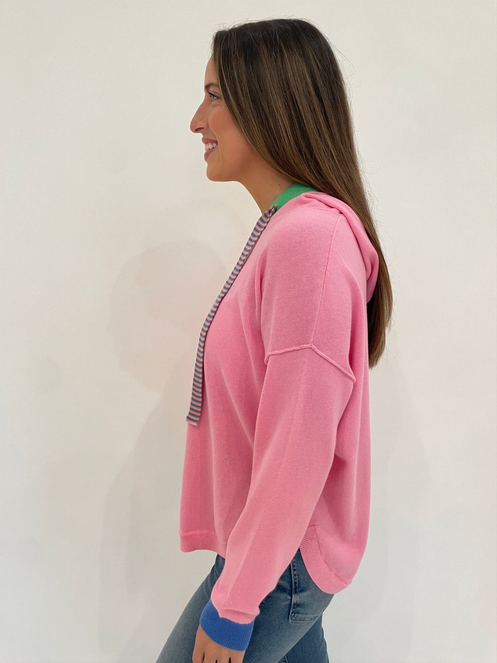 Zaket & Plover Carol Fun Long Sleeve Hoodie in Pink available at Barbara Katz