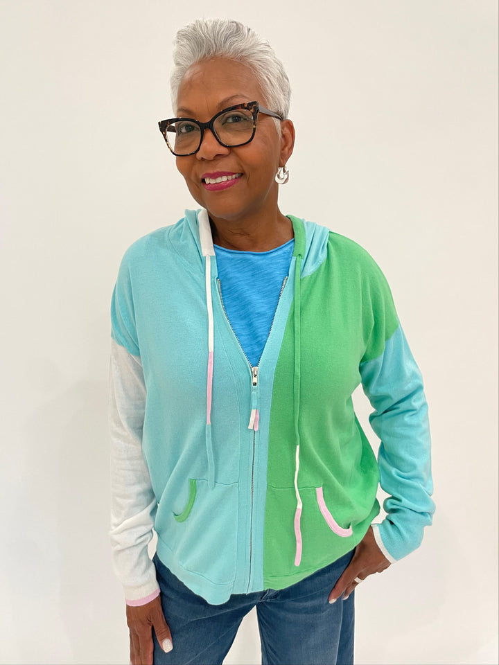 Zaket & Plover Eli Color Block Hoodie in Apple available at Barbara Katz