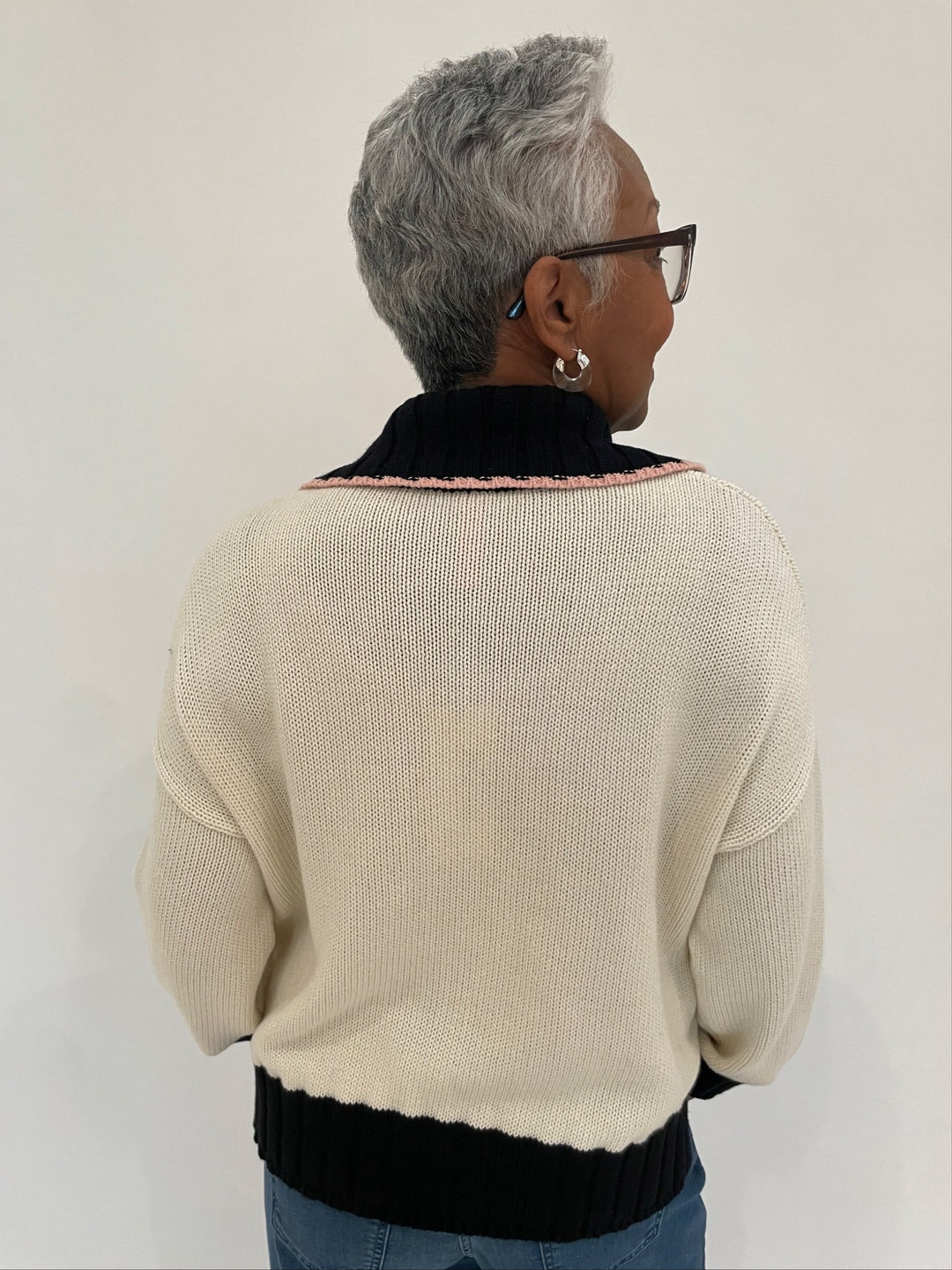 Zaket & Plover Cali Collared Knit Cardigan in Vanilla available at Barbara Katz