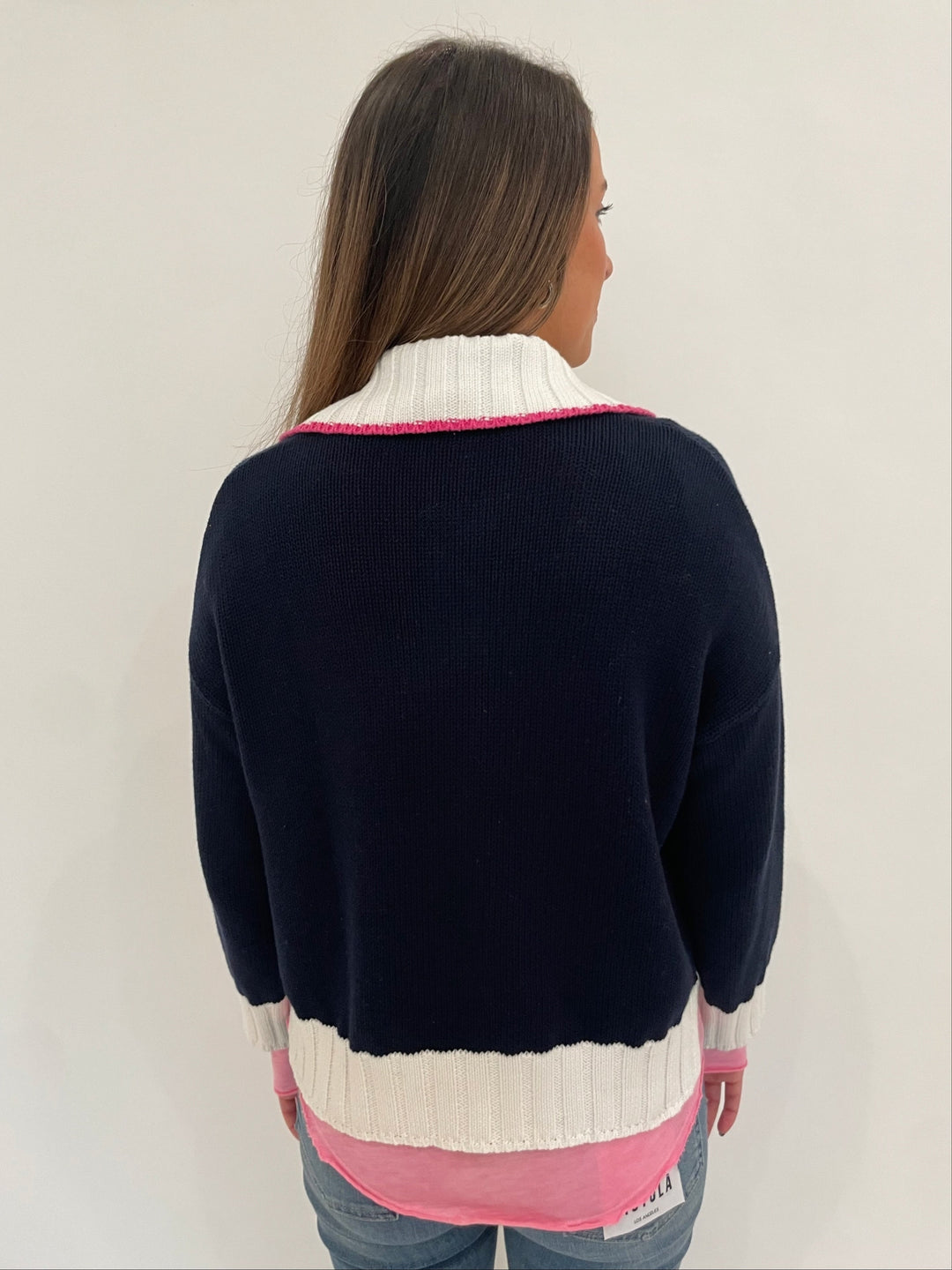 Zaket & Plover Cali Collared Knit Cardigan in Navy available at Barbara Katz