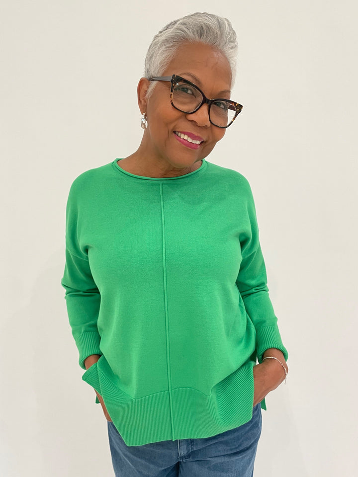 BK Shaina Center Seam Sweater in Green available at Barbara Katz