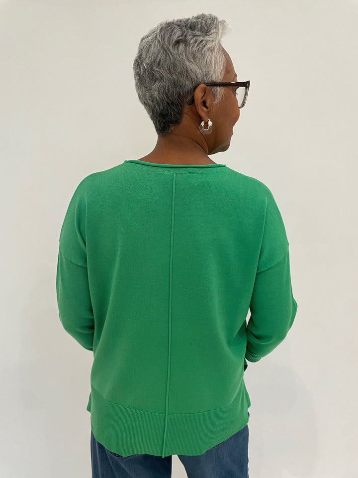 BK Shaina Center Seam Sweater in Green available at Barbara Katz