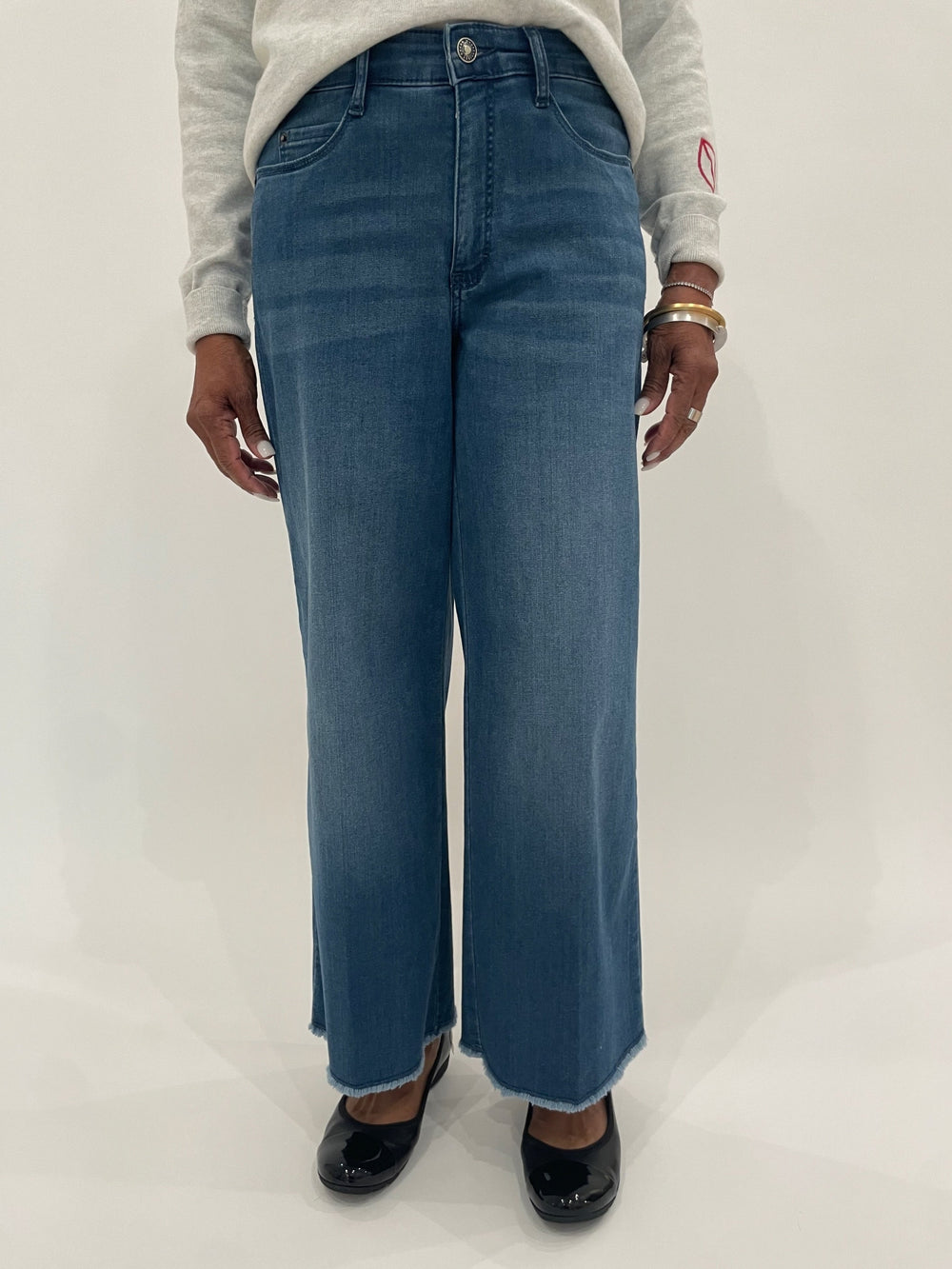 MAC Dream Wide Crop Wonder Jeans in Denim available at Barbara Katz