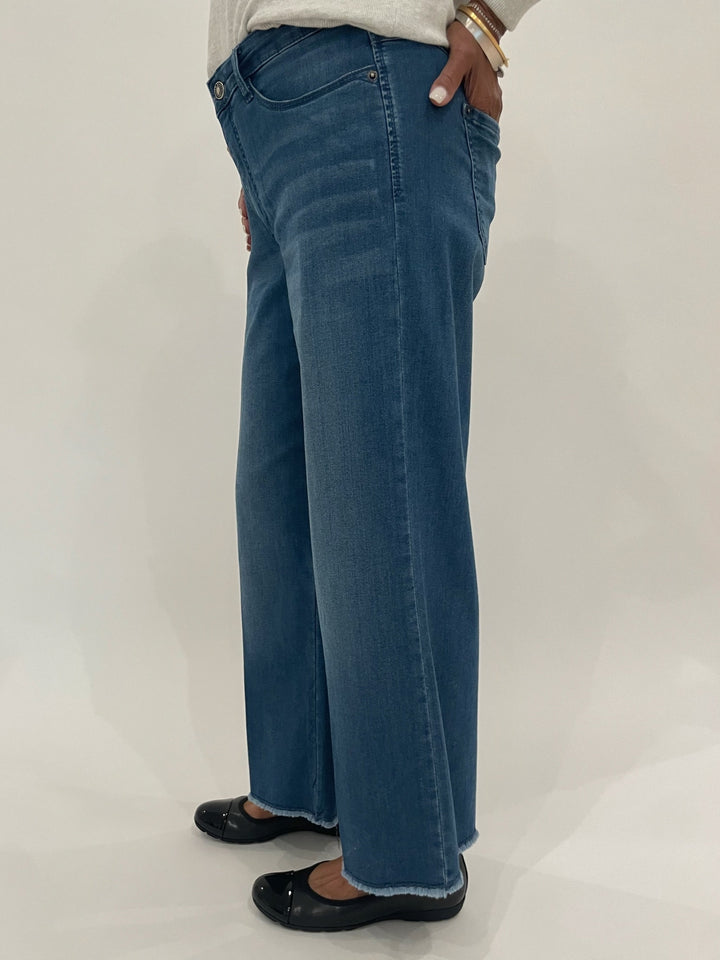 MAC Dream Wide Crop Wonder Jeans in Denim available at Barbara Katz