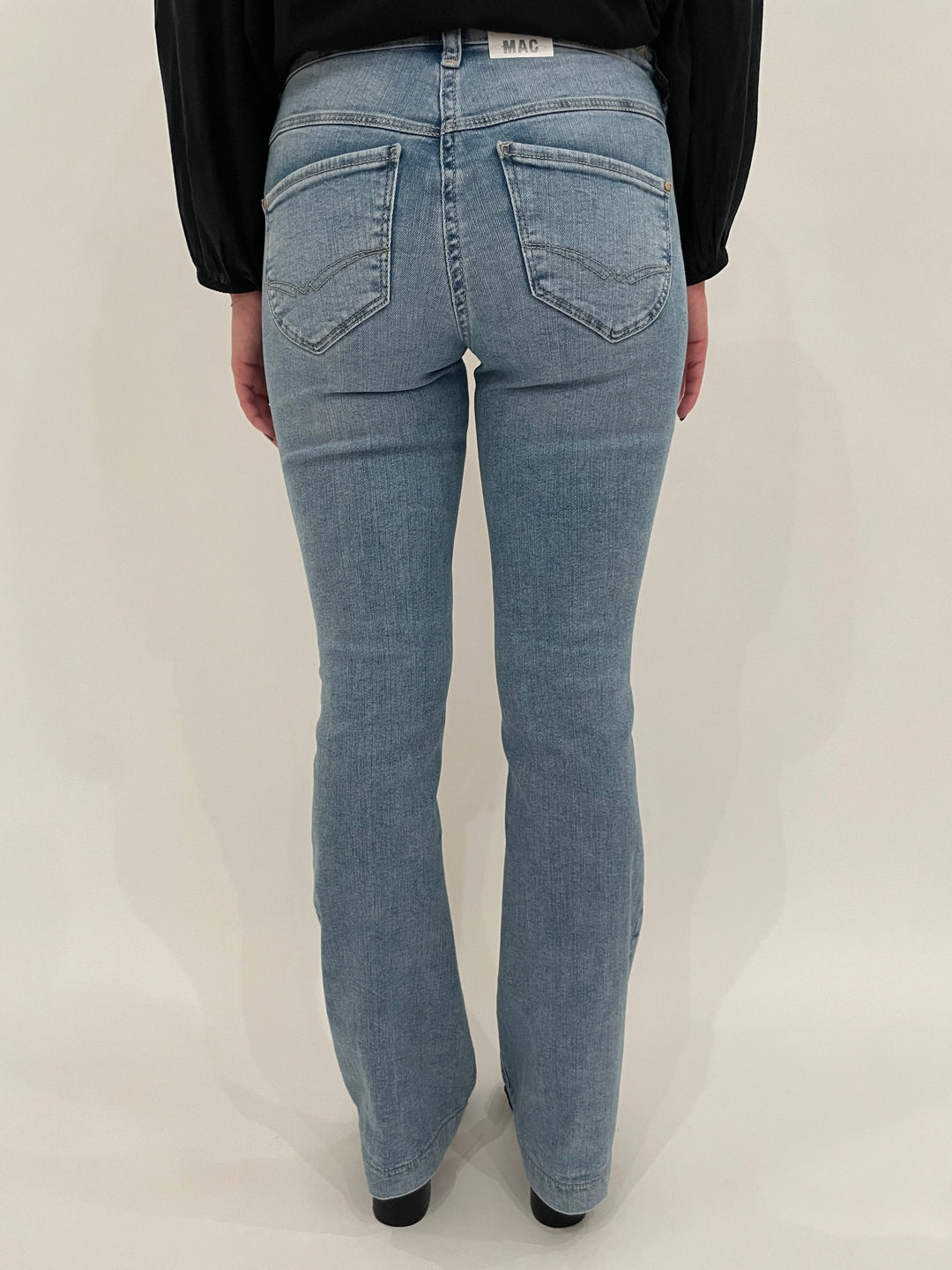 MAC Denim Dream Boot Jeans 32" in Summer Blue Clouds Wash available at Barbara Katz