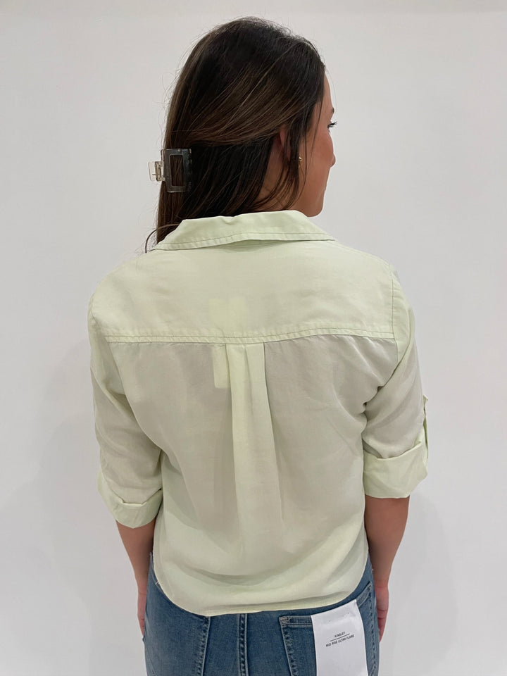 BK Solange Tie Button-Down Shirt in Lime Cream available at Barbara Katz