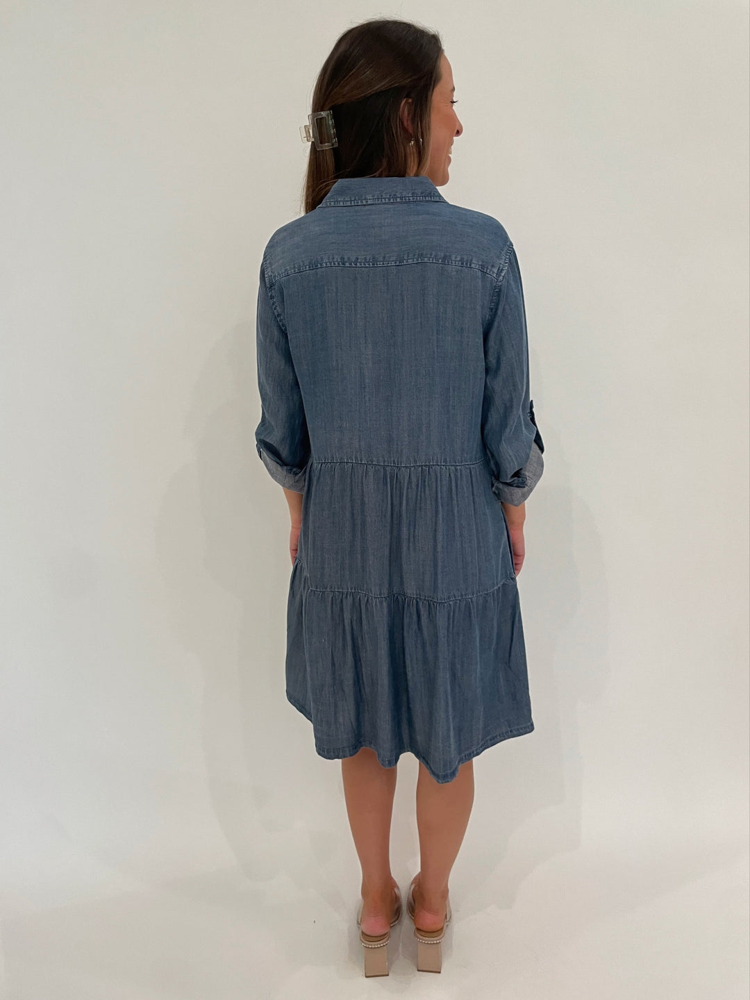 BK Bree Denim Midi Dress in Calva available at Barbara Katz