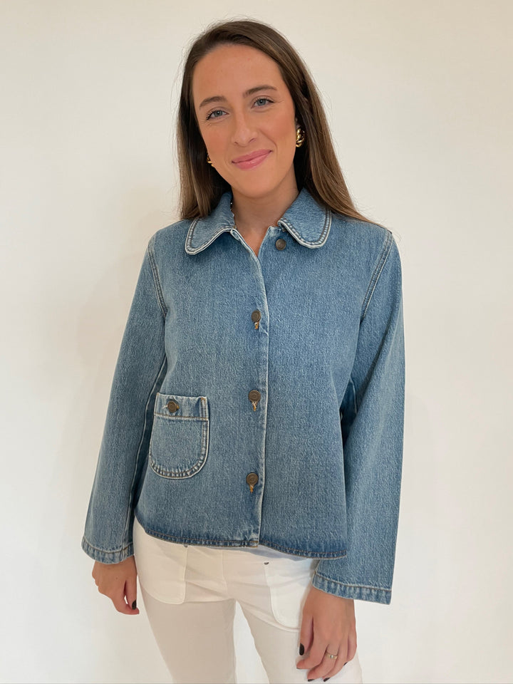 BA&SH Tiny Jacket in Blue available at Barbara Katz