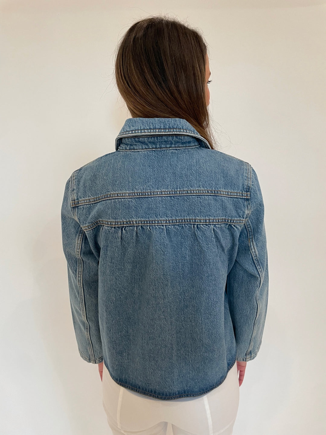 BA&SH Tiny Denim Jacket in Blue available at Barbara Katz