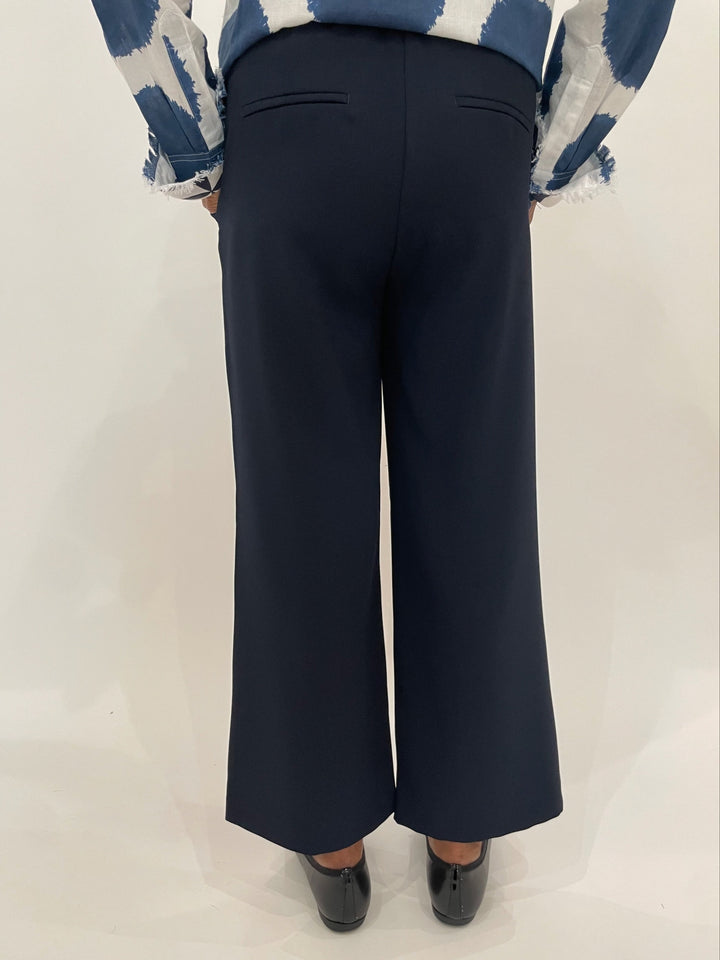 MAC Chiara Crop Floating Crepe Pants in Navy available at Barbara Katz