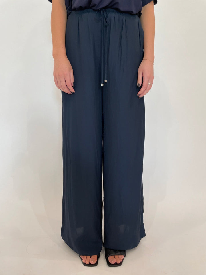 Lola  & Sophie 31" Satin Pants in Night Watch available at Barbara Katz