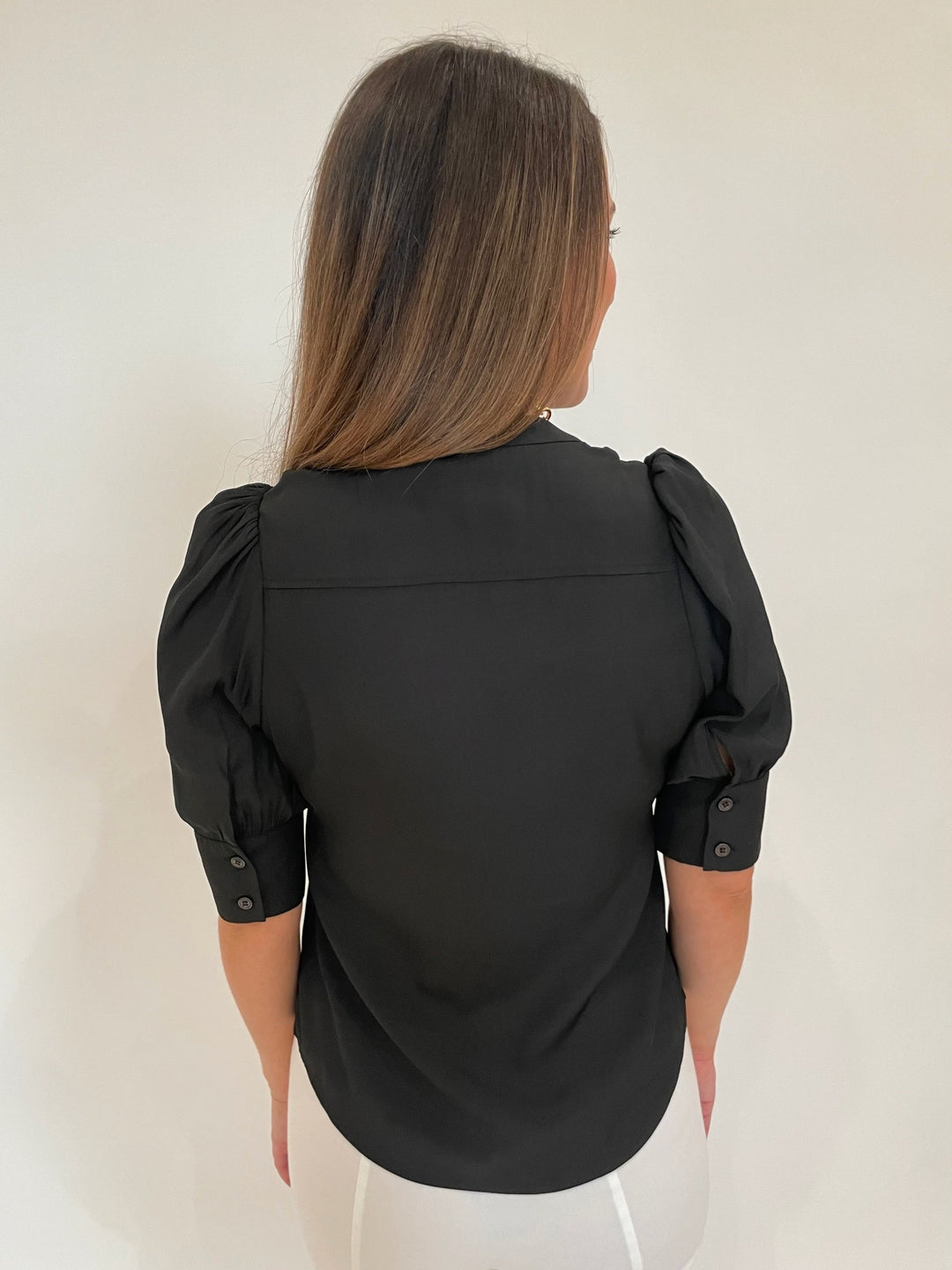 Lola & Sophie Miro Zip Front Blouse in Black available at Barbara Katz