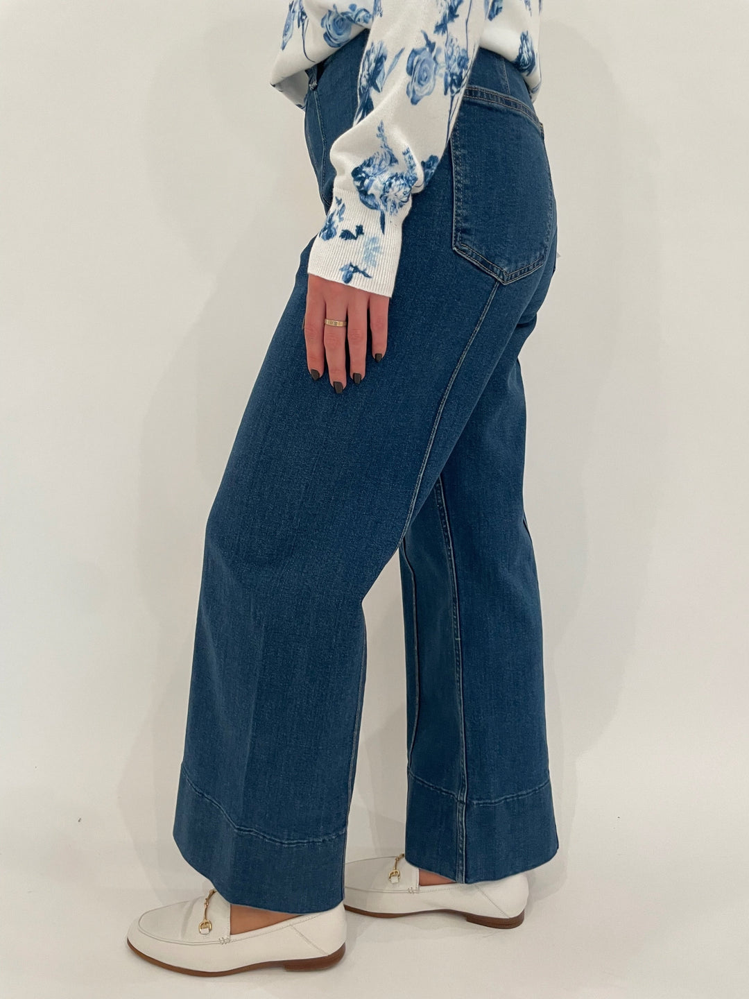 Pistola Penny Pintuck Wide Leg Jeans in Country Club available at Barbara Katz