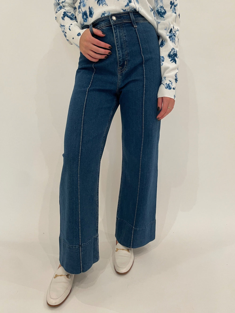 Pistola Denim Penny Pintuck High Rise Wide Leg Jeans in Country Club available at Barbara Katz