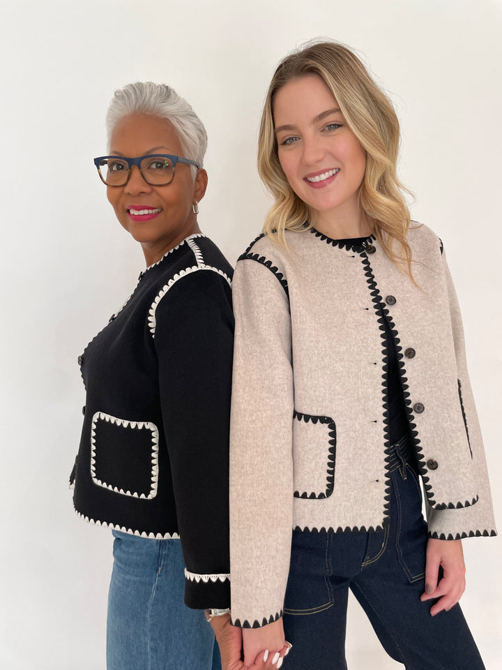 Rails Melanie Whipstitch Jackets in Black and Oatmeal available at Barbara Katz