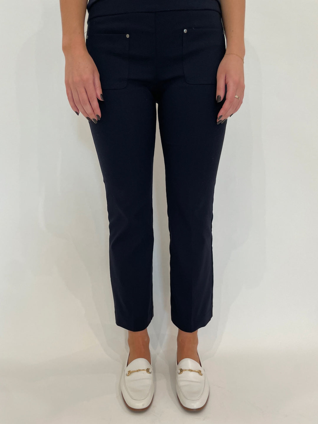 Elliott Lauren Baby Boot Pant With Patch Pocket in Navy available at Barbara Katz