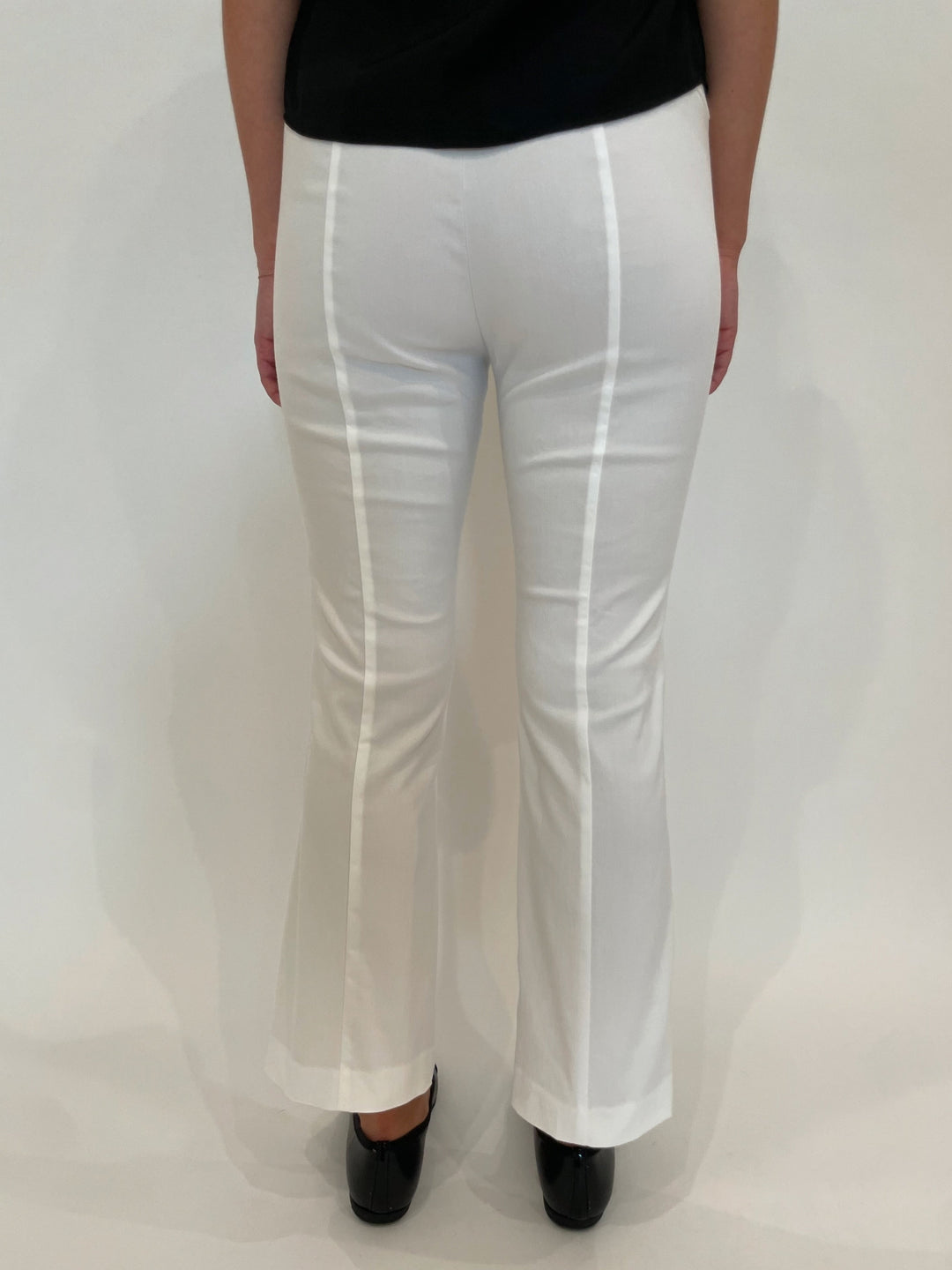 Elliott Lauren Baby Boot Pant With Patch Pocket in White available at Barbara Katz